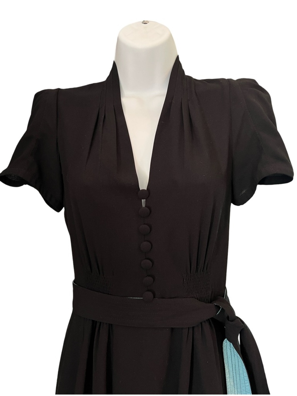 Betsey Johnson Vintage Inspired 1940s Black Mint Green Dress Size 2 - Picture 5 of 8